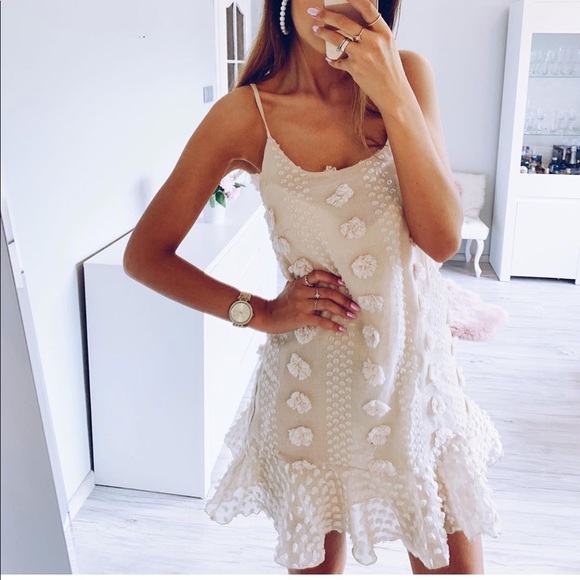 Anna Mini Dress in Beige - Picture 2 of 13